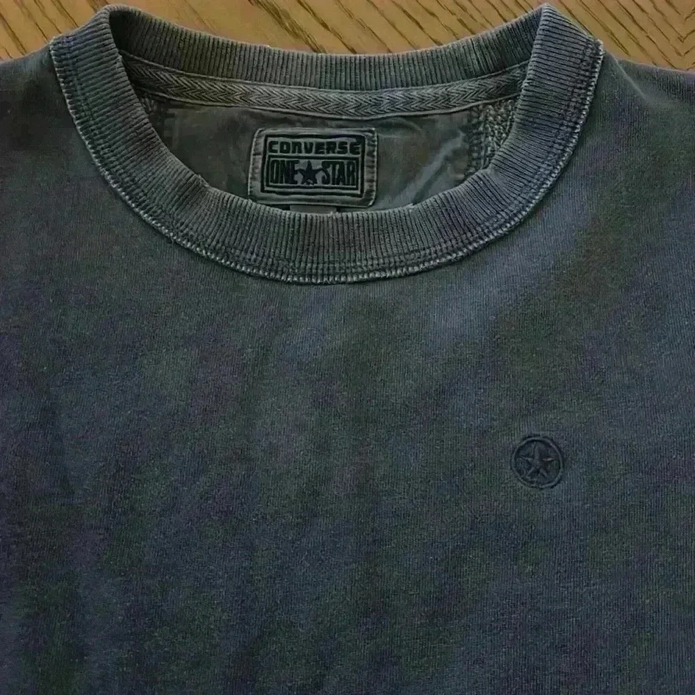 Converse All Star crew distressed washed out sweater blue Small - Picture 2 of 8